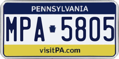 PA license plate MPA5805