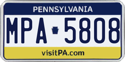 PA license plate MPA5808