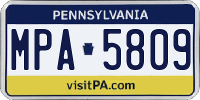 PA license plate MPA5809