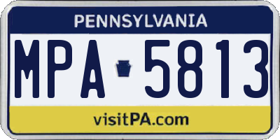 PA license plate MPA5813