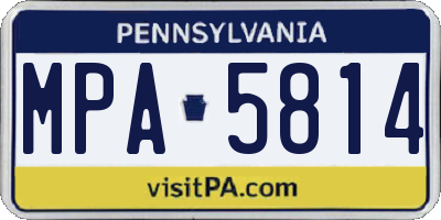 PA license plate MPA5814