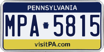PA license plate MPA5815