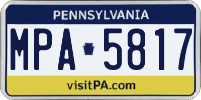 PA license plate MPA5817