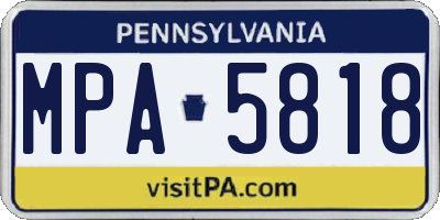 PA license plate MPA5818