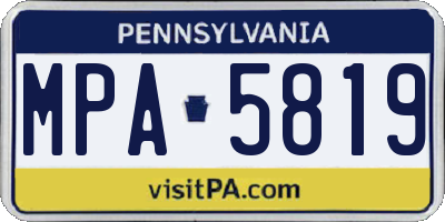 PA license plate MPA5819