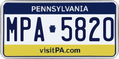 PA license plate MPA5820