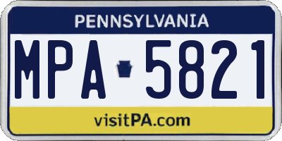 PA license plate MPA5821