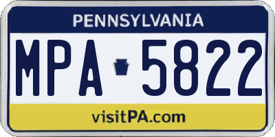 PA license plate MPA5822