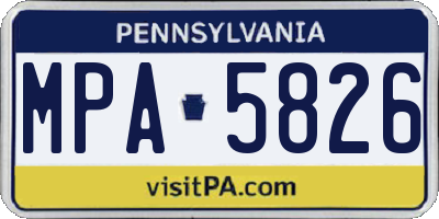 PA license plate MPA5826
