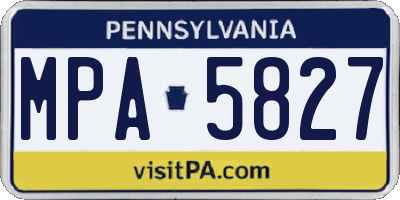 PA license plate MPA5827