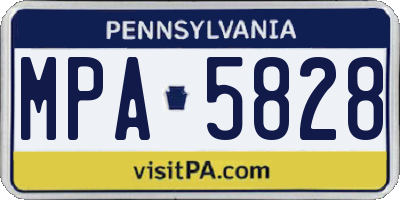 PA license plate MPA5828