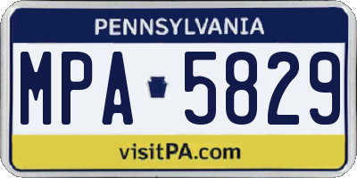PA license plate MPA5829