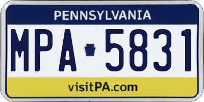 PA license plate MPA5831