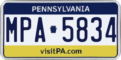 PA license plate MPA5834