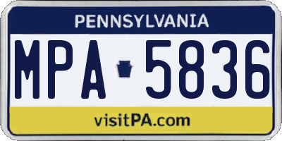 PA license plate MPA5836