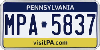 PA license plate MPA5837