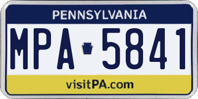 PA license plate MPA5841