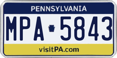 PA license plate MPA5843