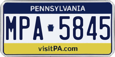 PA license plate MPA5845
