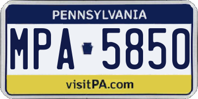 PA license plate MPA5850