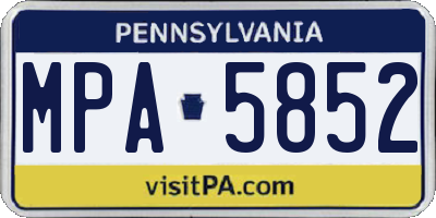 PA license plate MPA5852