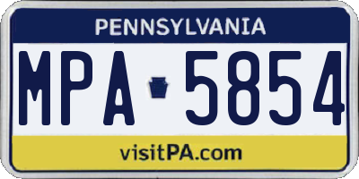 PA license plate MPA5854