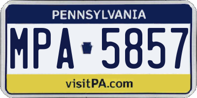 PA license plate MPA5857
