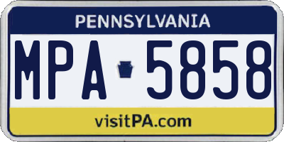 PA license plate MPA5858