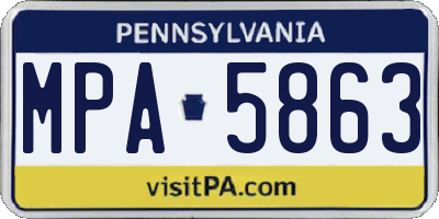 PA license plate MPA5863