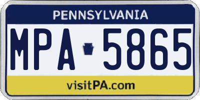 PA license plate MPA5865