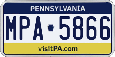 PA license plate MPA5866