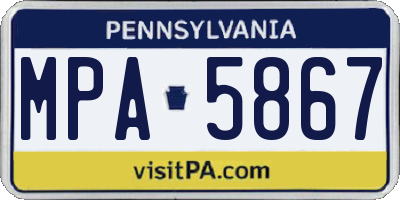 PA license plate MPA5867