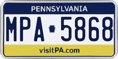 PA license plate MPA5868