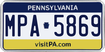 PA license plate MPA5869