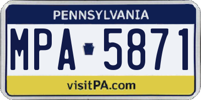 PA license plate MPA5871