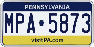 PA license plate MPA5873