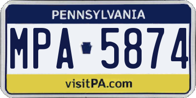 PA license plate MPA5874