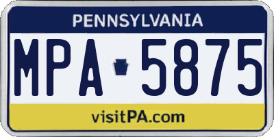 PA license plate MPA5875