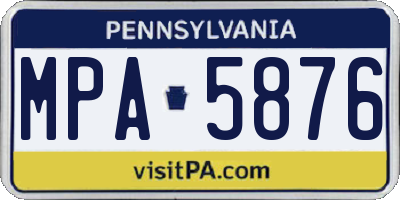 PA license plate MPA5876