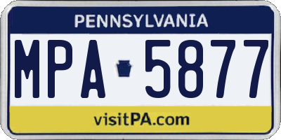 PA license plate MPA5877
