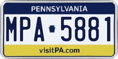 PA license plate MPA5881