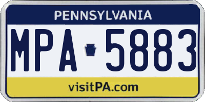 PA license plate MPA5883