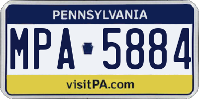PA license plate MPA5884