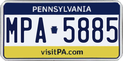 PA license plate MPA5885