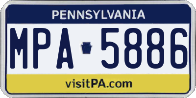 PA license plate MPA5886