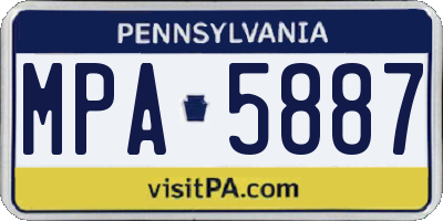 PA license plate MPA5887