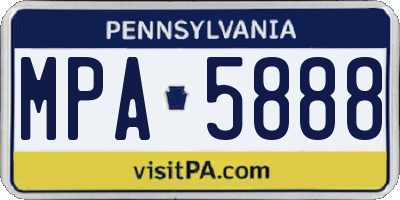 PA license plate MPA5888