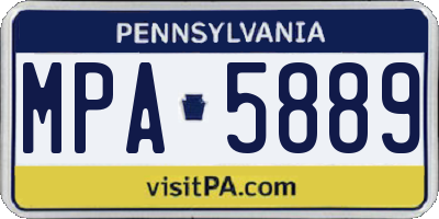 PA license plate MPA5889