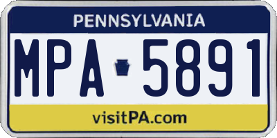 PA license plate MPA5891