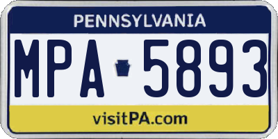 PA license plate MPA5893